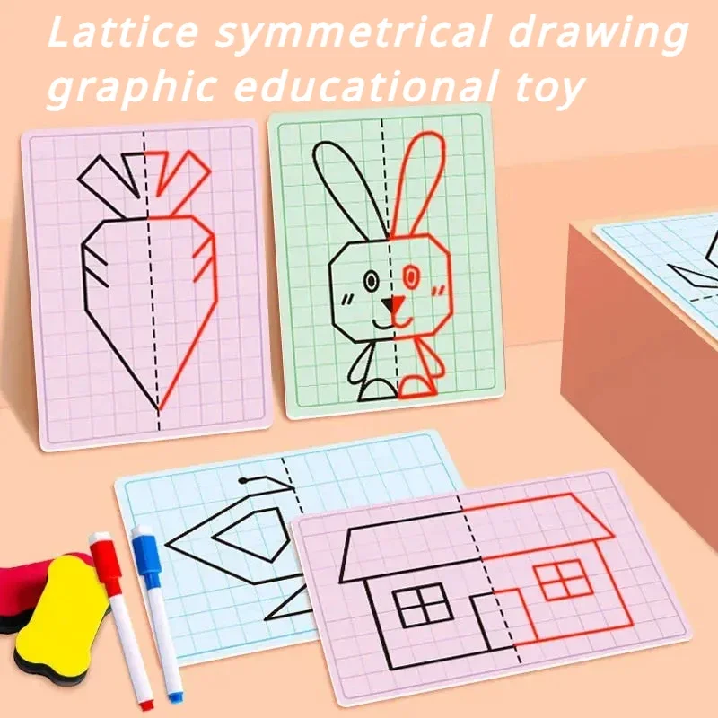 Lattice Symmetrical Drawing Toys 20 Pages/set Motor Skill Write & Wipe Pen Control Training Painting Cards Educational Toys