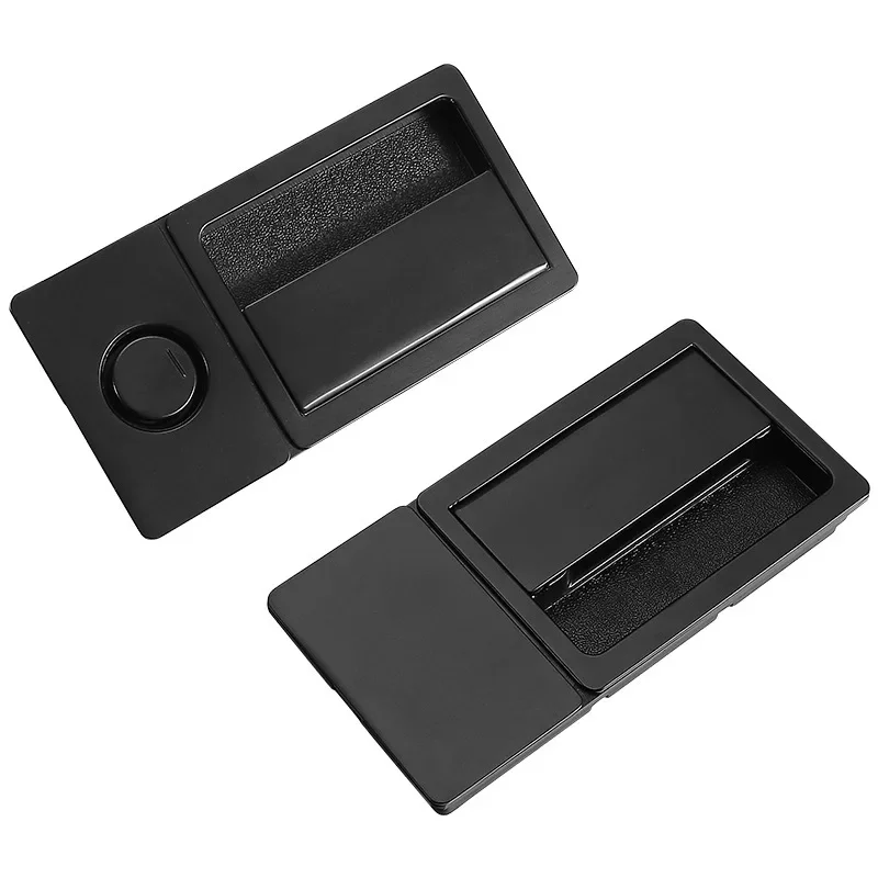 Minimalist Flat Lock Hidden Embedded Single Tongue Magnetic Door Lock Indoor Bedroom Room Hidden Key Black Door Handle door lock
