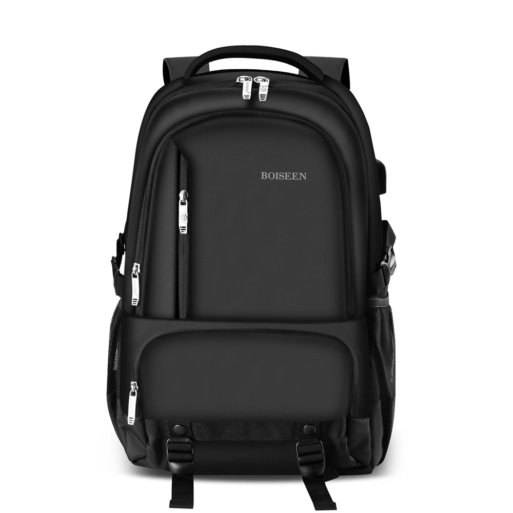 1Pcs Simple Black Backpack, Men's Large-Capacity School Bag, Laptop Backpack, Lightweight and Durable Casual Travel Bag, Student Multi-Functional Storage Backpack