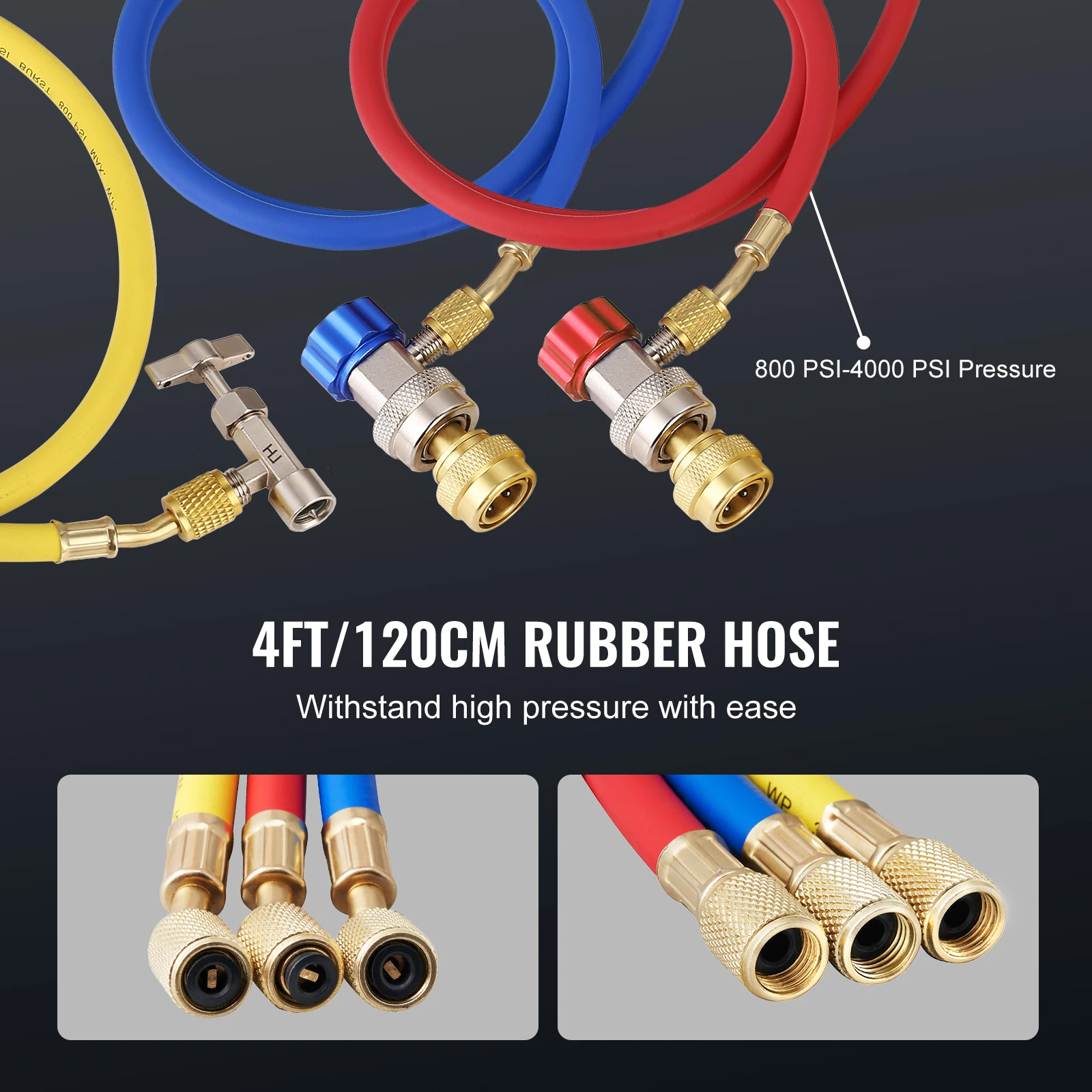 VEVOR 3.5/4.5CFM Single Stage Rotary Vane HVAC Air AC Vacuum Pump & A/C Refrigerant Kit Manifold Gauge Set for Air Conditioning 5