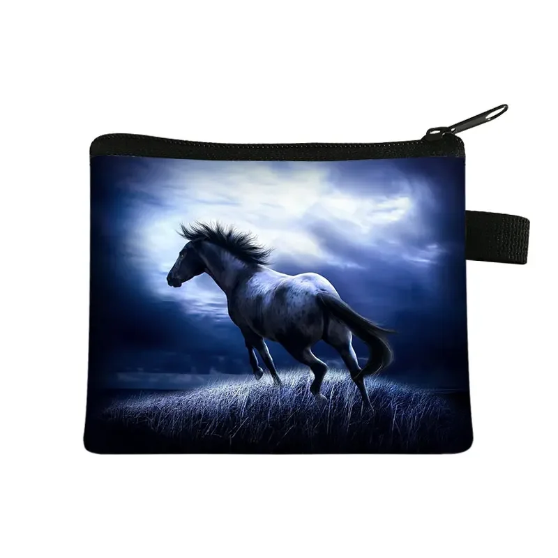 Coin Purse Cute Animal elegant horse / pony print Coin Purse Short Shell Wallet Women Key Card Bag Kids Cartoon Small Change Purses coin purse women wallet card wallet coin wallet change bag