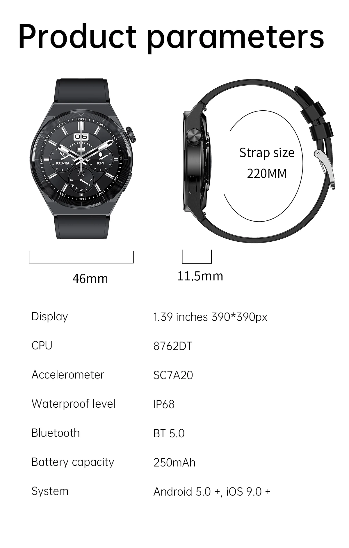 Huawei Gt3 Pro Smart Watch Bluetooth Call 20+Exercise Mode Heart Rate