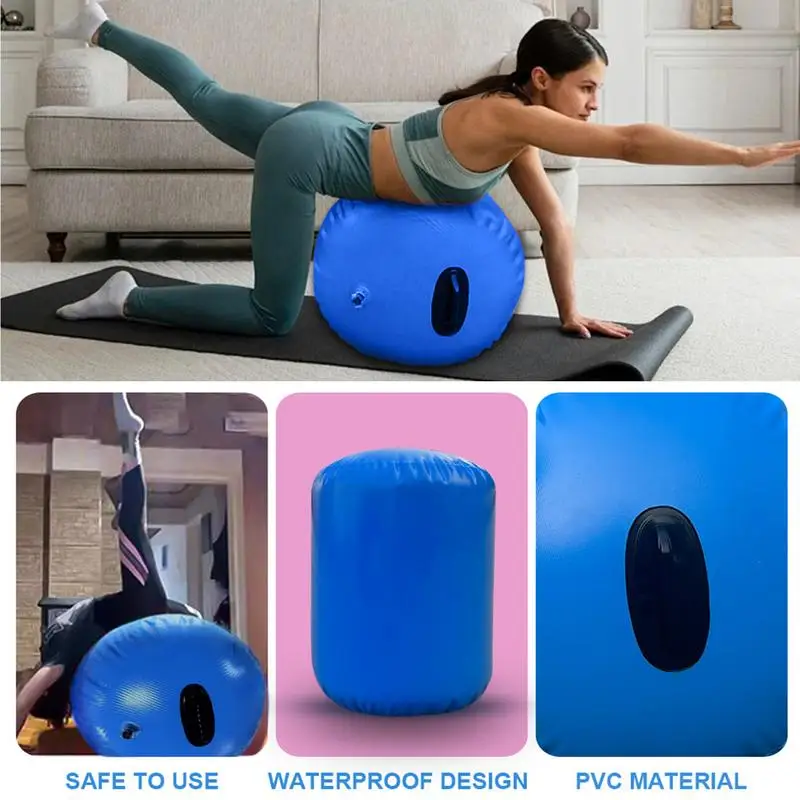 Gymnastics Tumbling Barrel Inflatable Tumbling Air Barrel Roller Inflatable Tumbler Roller Back-Bend Trainer with Air Pump for