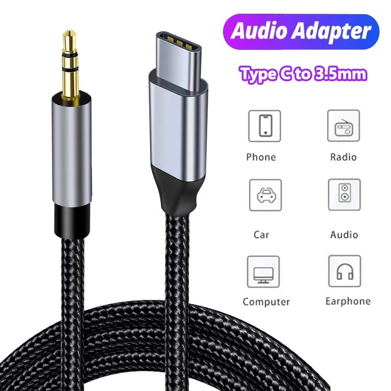 Enhanced Audio Cable: USB-C to 3.5mm Aux Adapter for Headphones & Speakers