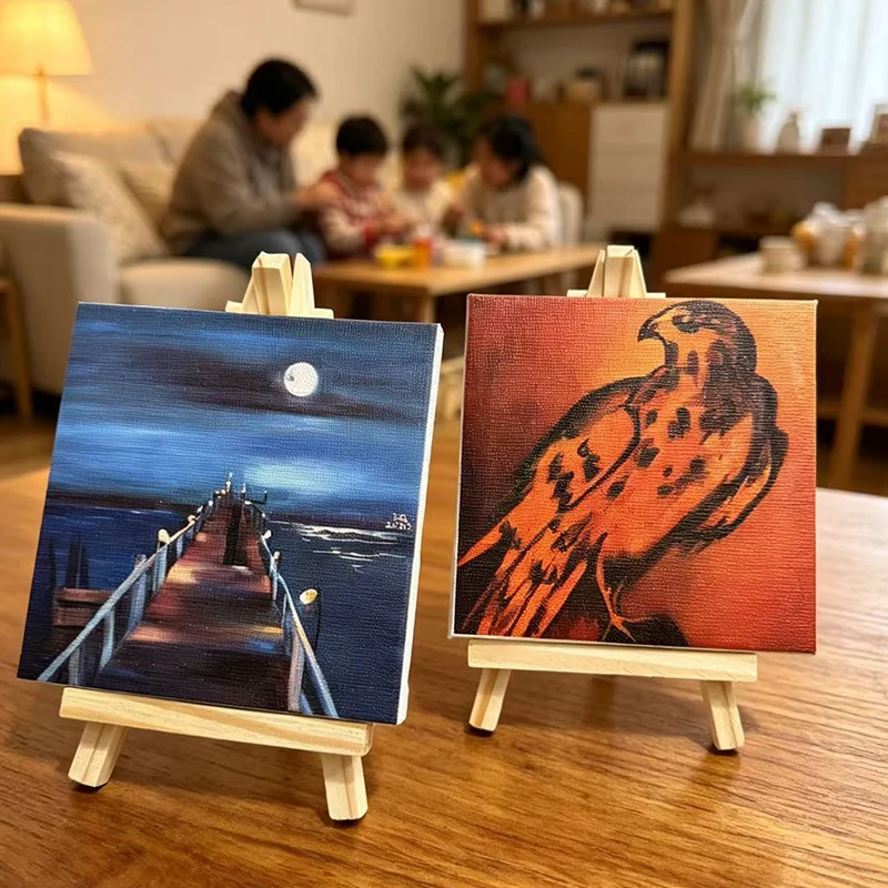 Mini cavalletto in legno personalizzato (adatto come supporto per cellulare), supporto da tavolo pieghevole, supporto a treppiede, tavolo da disegno
