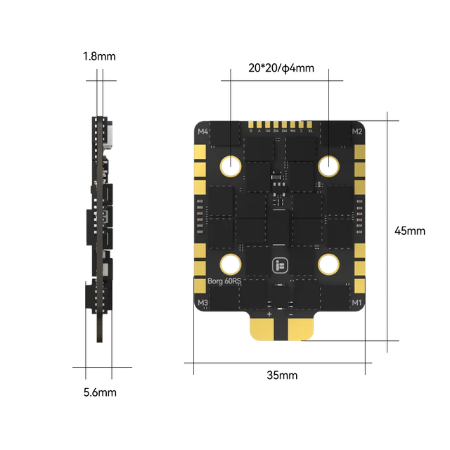 iFlight Borg 5S RX Stack with Borg 5S RX FC Flight Controller / Borg 60RS ESC for FPV Racing Parts 5