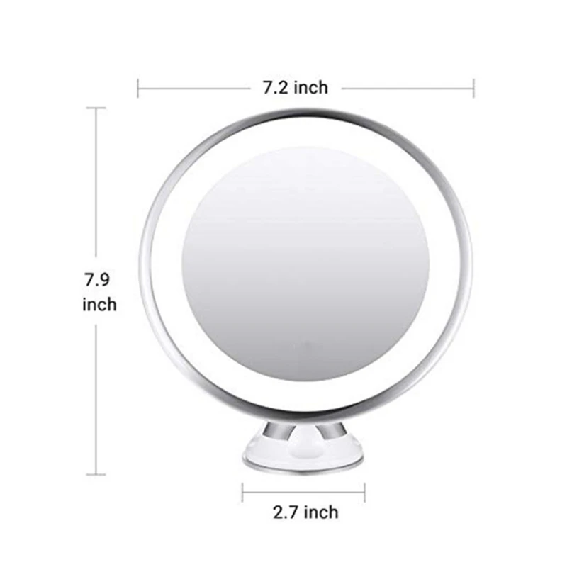 10X สมาร์ทแต่งหน้ากระจกขยาย LED เสริมกระจกดูดถ้วยติดผนังสําหรับ Vanity ห้องน้ํา Travel 1