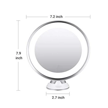 10X สมาร์ทแต่งหน้ากระจกขยาย LED เสริมกระจกดูดถ้วยติดผนังสําหรับ Vanity ห้องน้ํา Travel 1