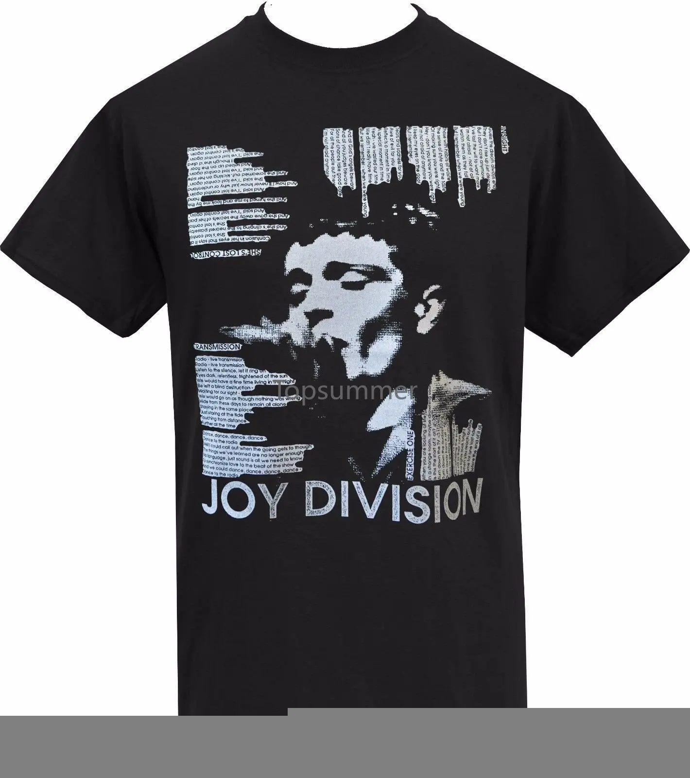 

Printed T Shirt Summer Men'S Mens Black T-Shirt Joy Division Lyrics Ian Curtis Post Punk Rock Control S 5Xl