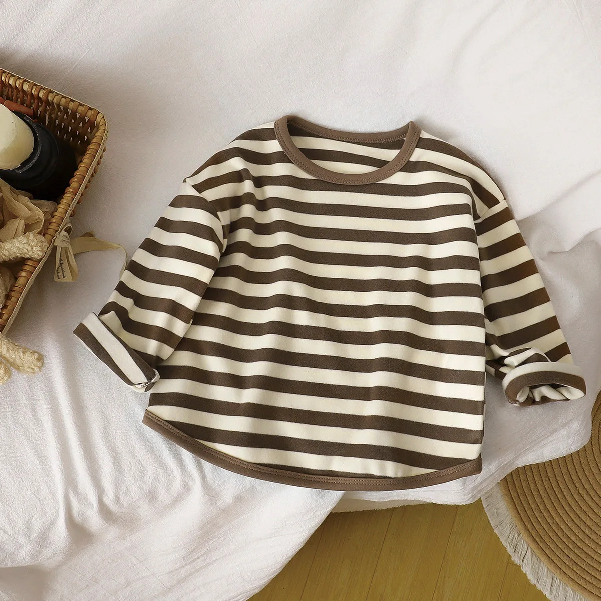 Children Casual T Shirt Spring Autumn New Children Casual T Shirt Loose Kids Striped T Shirts Soft Warm Tee Boys Girls Long Sleeve Tops Baby Clothes