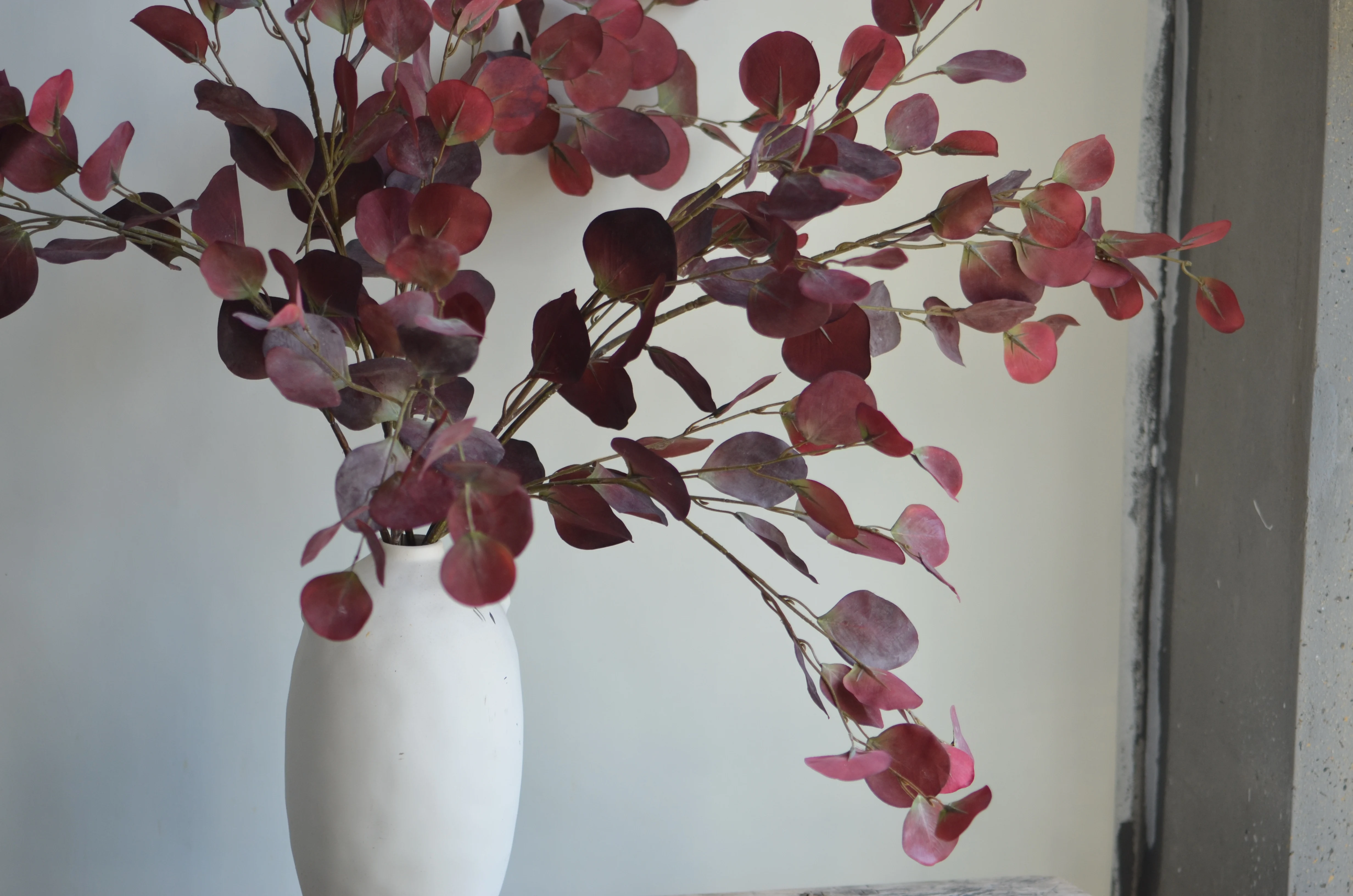 FEQO 36 steli di eucalipto rosso, foglie e rami artificiali da 38 cm per vaso, bouquet da sposa, decorazione per la casa