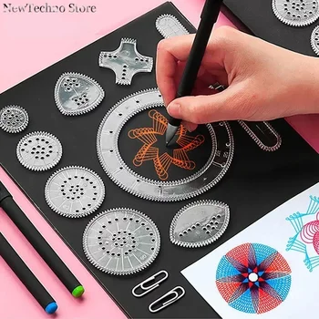 Funny Interlocking Gears Wheels Spirograph Drawing Toys Set Creative Educational Toy for Children Painting Drawing Accessories 1