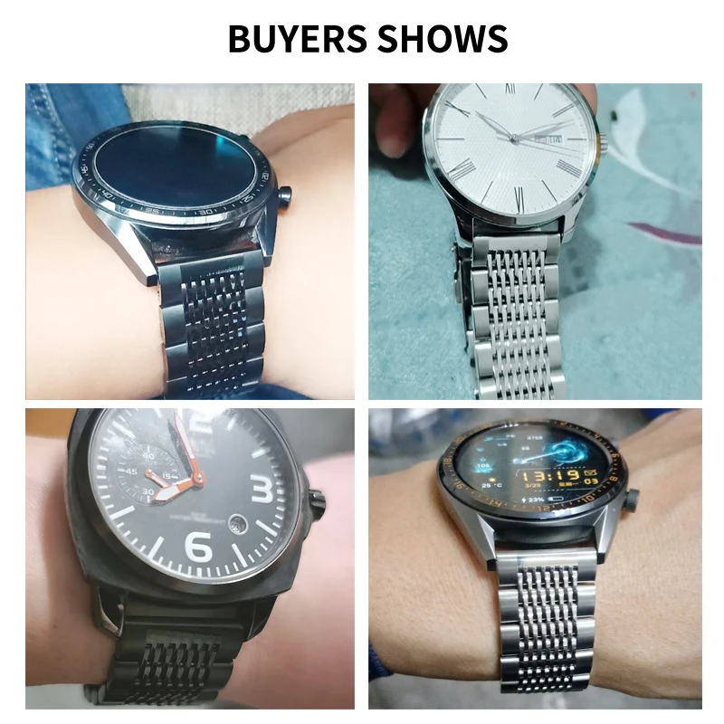 Citizen Tissot IWC Seiko Omega 남성용 시계 밴드 벨트, 솔리드 스틸 메탈 더블 잠금 버클, 시계 스트랩, 18mm, 20mm, 22mm, 24mm