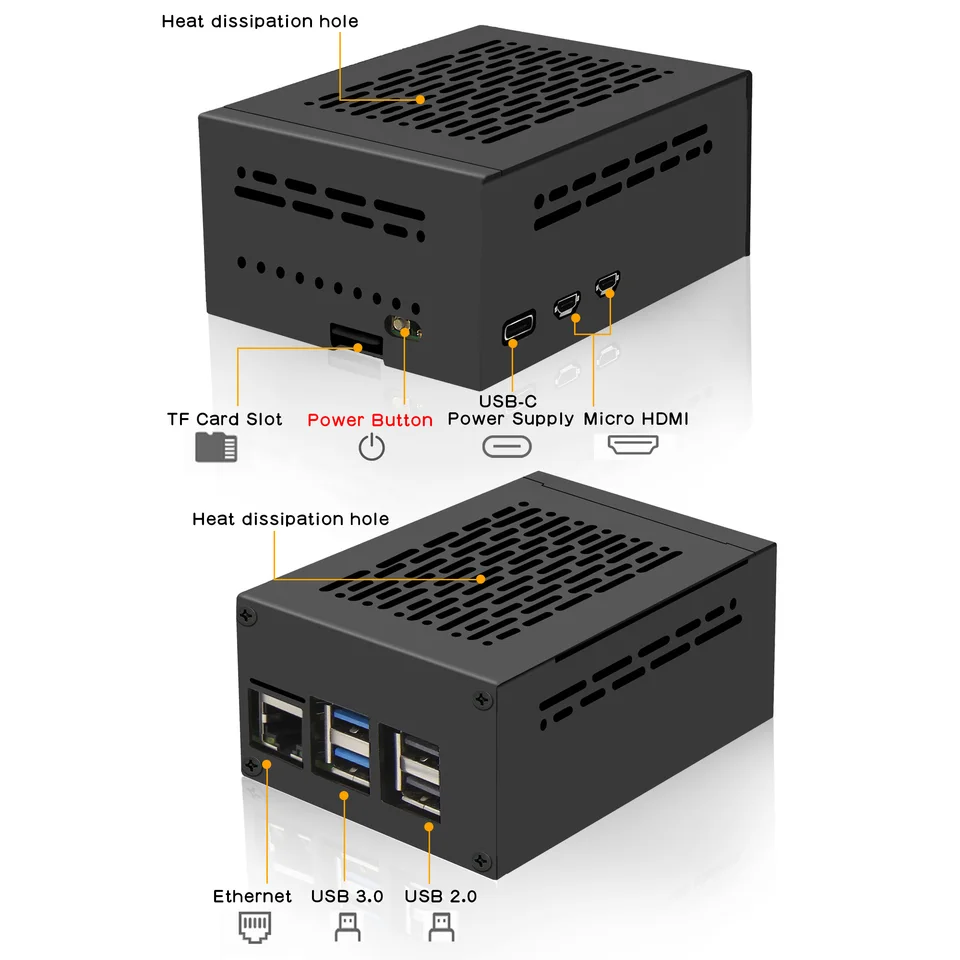 Raspberry pi 5 8GB, Geekworm 電源、X1001 他 Geekworm X1001 PCIe to M.2 Key-M NVMe SSD PIP TOP for