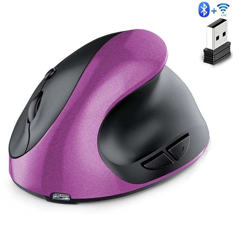 Bluetooth+2.4g Wireless Vertical Mouse Rechargeable Wireless Silent Mice for Win/Android/iOS Ergonomic Mouse