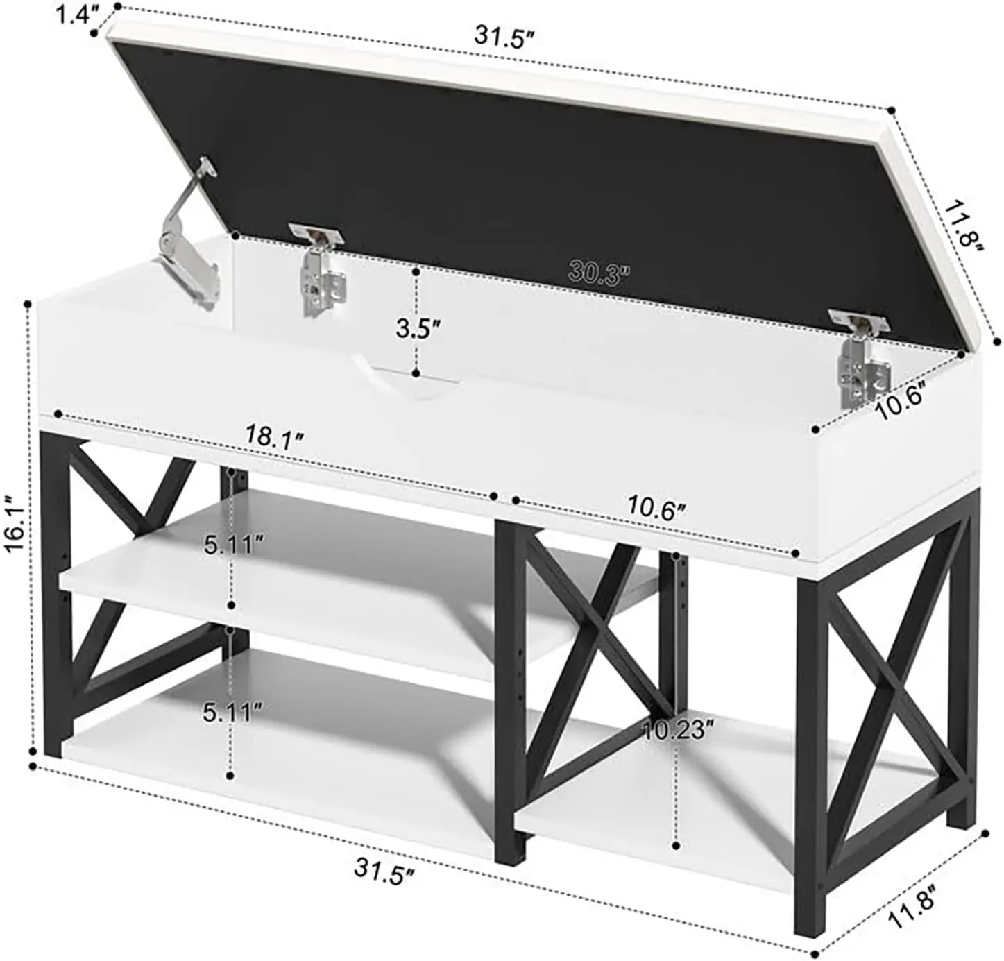 3-Tier Shoe Bench, Entryway Shoe Rack with Storage Organizer and Padded Seat for Hallway, Living Room, White