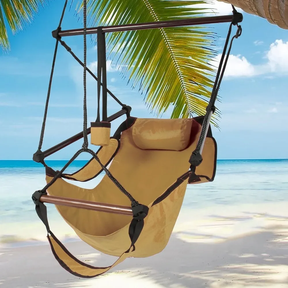

Hammock Hanging Chair. Solid Wood 250lb Tan, Air Luxury Outdoor Chair Hammocks