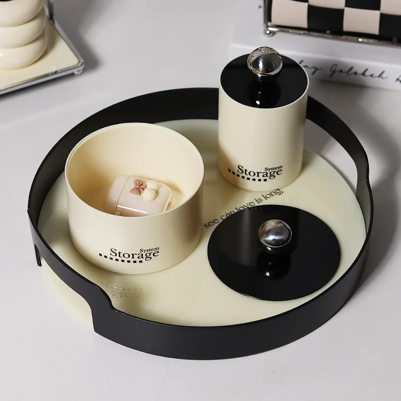 

Nordic Style Jewelry Storage Box Tray Creative Round Tray Jewelry Container Case Earrings Multi-Function Home Trays Decorative