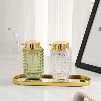 Emulsione di vetro di lusso disinfettante per le mani bottiglia pressa bottiglia di sapone Shampoo Gel doccia in bottiglia accessori per la decorazione del bagno di casa 1