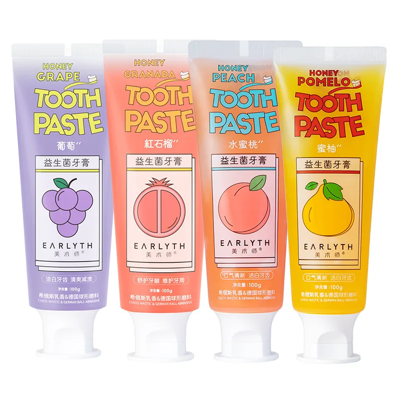 Peach Grape Fruit Flavor Baking Probiotic Toothpaste Teeth Whitening Remove Tooth Stains Freshening Breath Tooth Care 100g