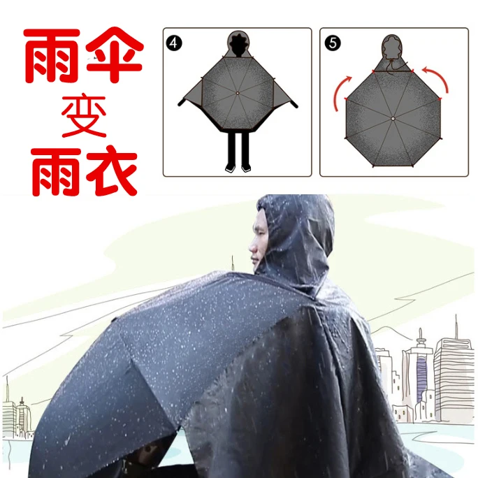 

Umbrella to Raincoat Double Layer Cloth Bike Riding Special Triple Fold