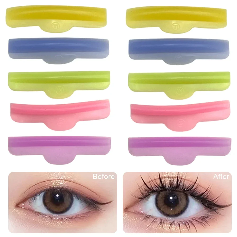 재사용 가능한 실리콘 속눈썹 롯드 쉴드 5쌍, 속눈썹 펌 패드 (래쉬 라미네이션 및 연장용)
