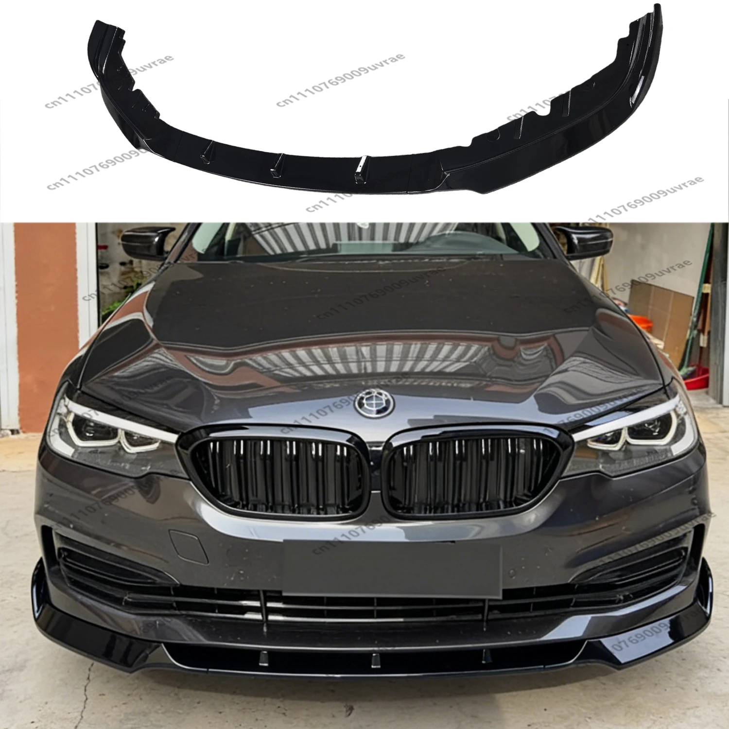 Gloss Black ABS Front Bumper Lip Spoiler Splitter Diffuser For BMW G30 G31 520d 530i 530e Non-M Sport 2017-2020 Pre-Lci Tuning 1