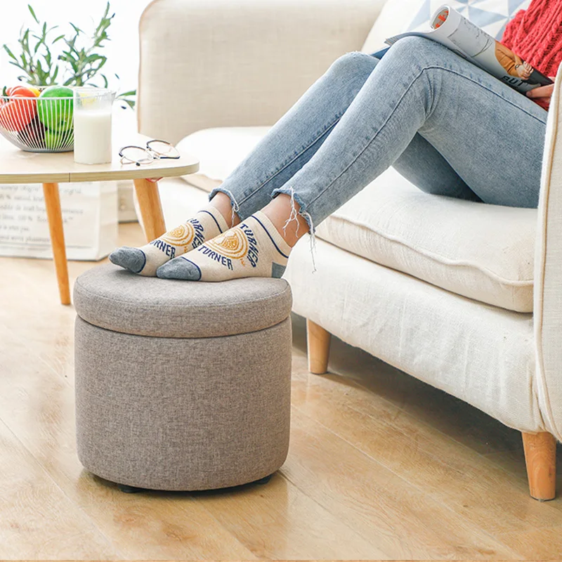 Lohascamping Home Office Camping Round Removable Stool Storage Shoe Change Footrest Stool Dressing Chair sofa stool makeup stool