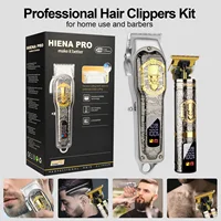 HIENA Vintage Relief Hair Clipper Set 2pcs Professional Men’s Beard Hair Trimmer Portable Cordless Electric Hair Cutting Machine