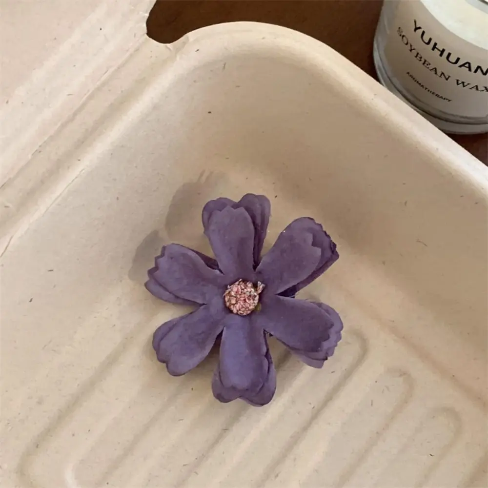 Purple Flower Hair Clip Simple Korean Style Cloth Girl Hair Clip Bohemian Style Seaside Vacation Headwear Beach Hairpin Holiday