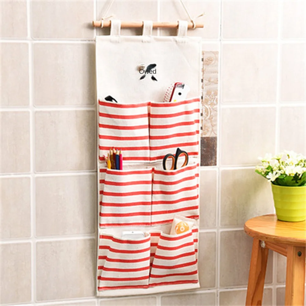Description Picture 5 of itemLinen Wall Clothes Hanging Bag Makeup Cosmetic Sundries Organize box Kitchen Bathroom Storage bags Tool
