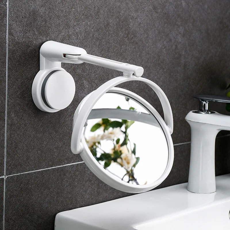 Wall Mounted Foldable Extending Arm Bathroom Mirror with Swivel Suction Double Sided for Cosmetic Makeup No Drill Required 3