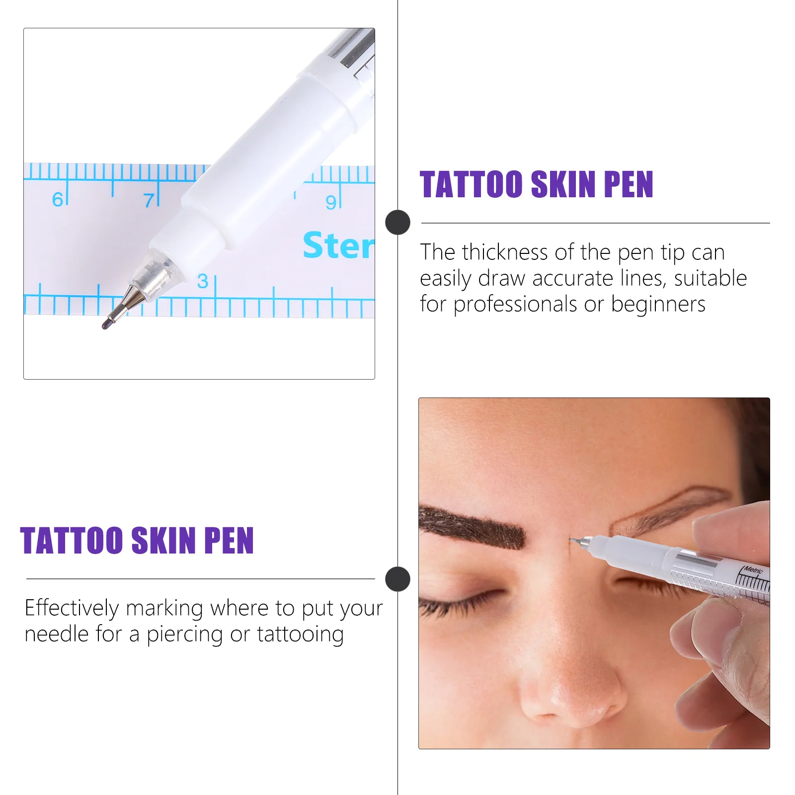 10 Pcs Tattoo Marker Skin Pen Oil Ink Painting Pencil Art Supplies Positioning Marking Surgical White Fine Tip Brushes Medical 6