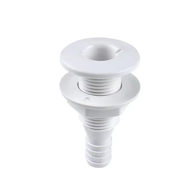 Marine Boat ABS Plastic Thru Hull Fitting Connector For 5/8, 3/4, 1 Inch Hose Boat Drain Bilge Pump Plumbing Fittings