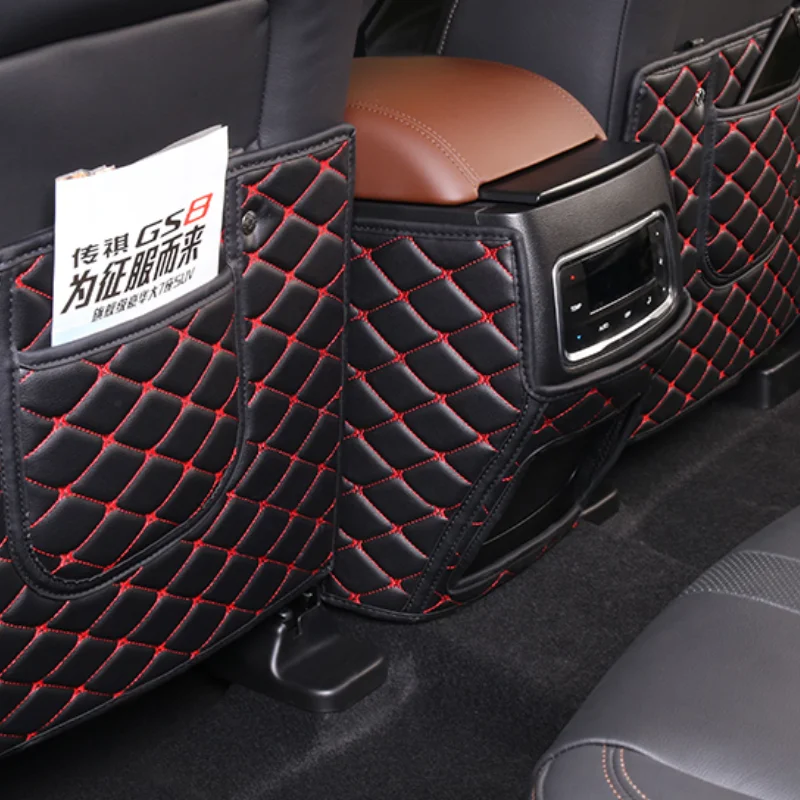 For Trumpchi GAC GS8-GAC Car PU Leather Anti Kick Mat Pad Anti-kick Protector Mats Seat Back Protector Accessories