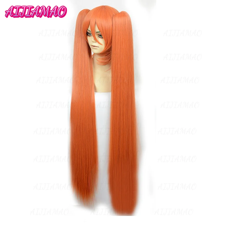 Game Yandere Simulator Osana Najimi 110cm Long Orange Pink Straight Cosplay  Wig Heat Resistant Hair Cosplay Wigs + wig cap