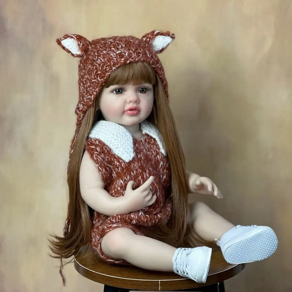 BZDOLL Lifelike Realistic Reborn Baby 55 CM 22 Inch Girl Doll Full Soft Silicone Body Princess Toddler Bebe Birthday Gift 3