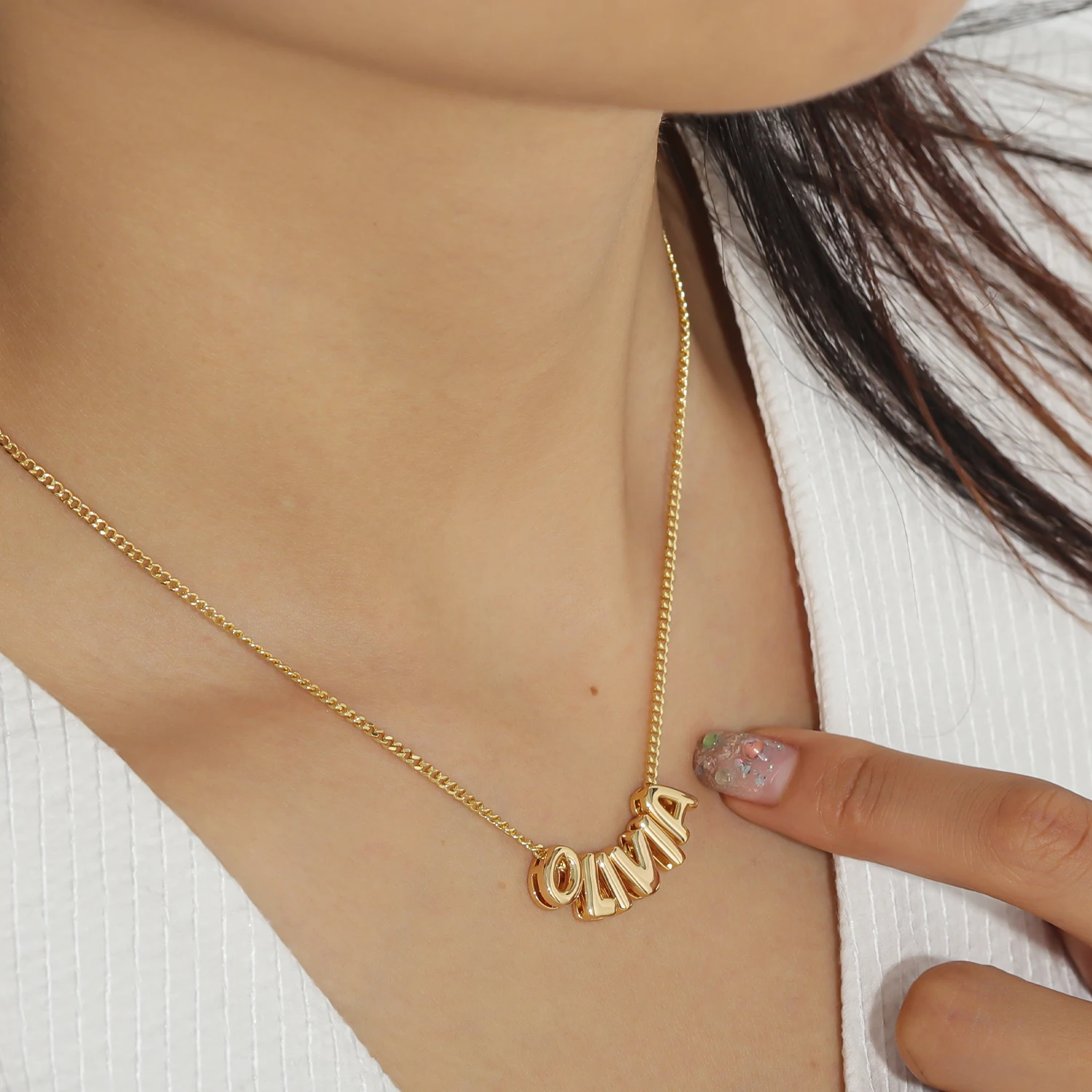 3D Bubble Letter Necklace Custom Name Jewelry Initial Balloon Letters Pendant Valentine\'s Day Gift For Her Gift