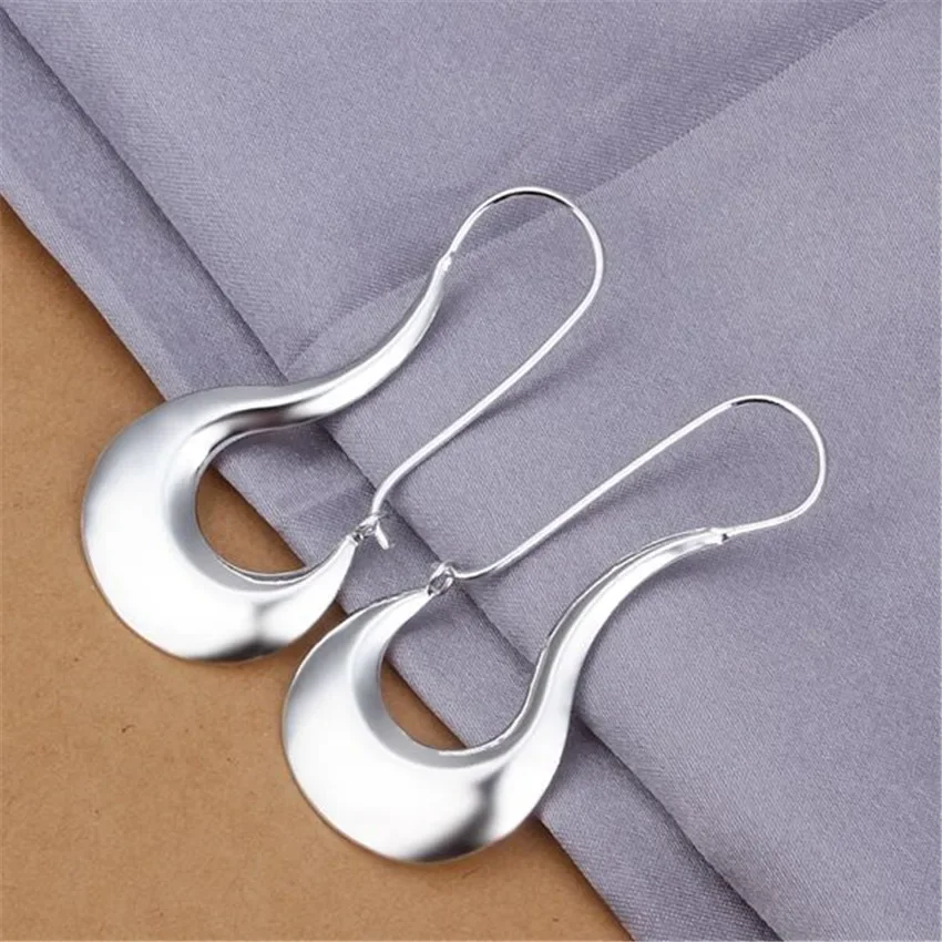 Fine 925 Sterling Silver Drop Earrings Charm for Women Jewelry Fashion Wedding Engagement Party HOOP Nice Gift