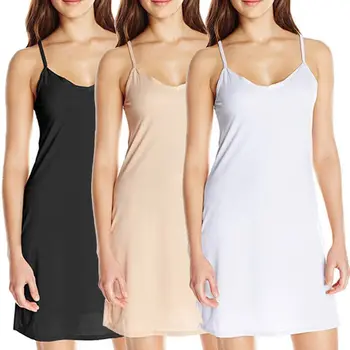 Plus Size Full Slips Dresses For Women Thin Summer Petticoat Underskirt Dress Sleeveless Inner Vest Dress 1