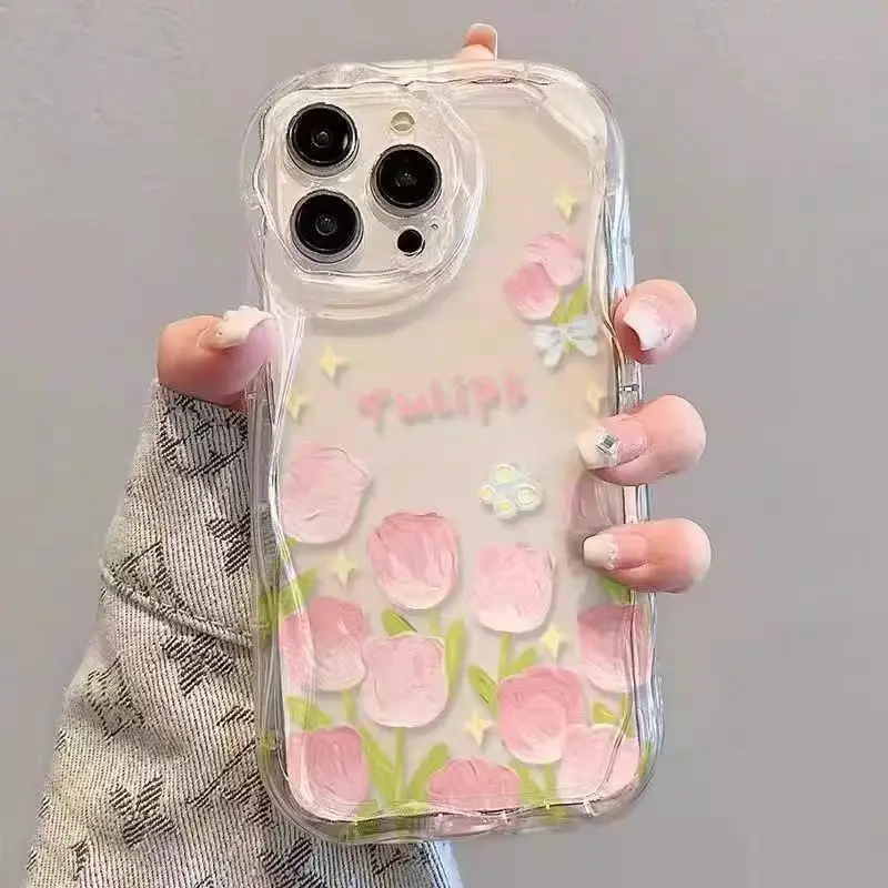 Transparent Tulip Flower TPU Phone Case Cover