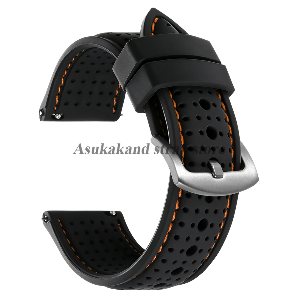 Enhanced Silicone Waterproof Watch Band - Soft, Breathable, Quick Release Wrist Strap