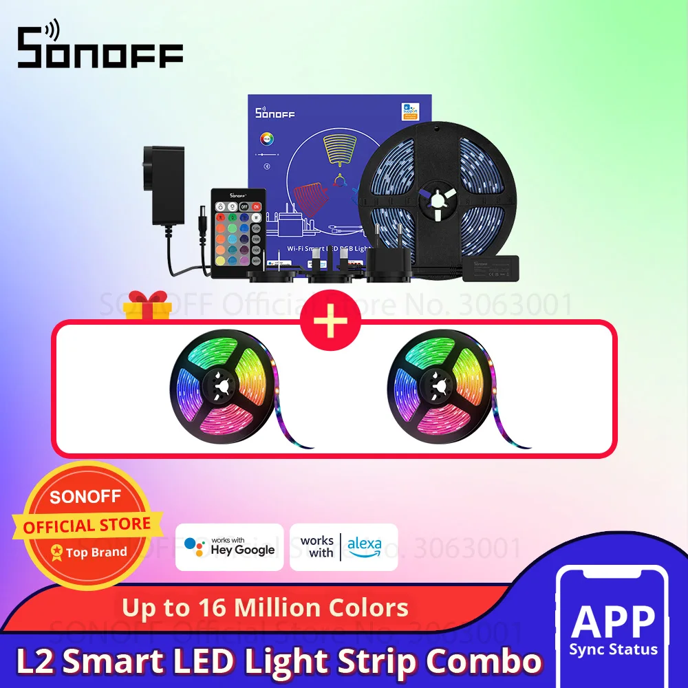 SONOFF L2 Smart LED Light Strip Combo RGB WiFi Bluetooth eWelink APP Voice Control with Alexa Smart Home Waterproof Music Sync