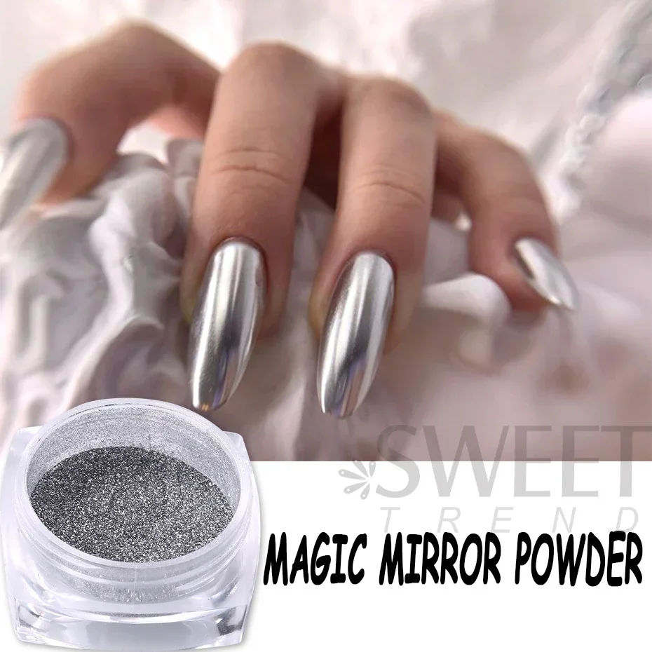 6 in 1 Solid Chrome Mirror Glitter Nail Powder Laser Metallic Silver/Gold  Nail Chrome Pigment Nails Palette Nail Pigment Powder - AliExpress