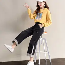 

Women's Straight-leg Jeans Korean Version of High-waisted Wide-legged Nine-point Spring and Autumn New Loose Wild Mother Jeans