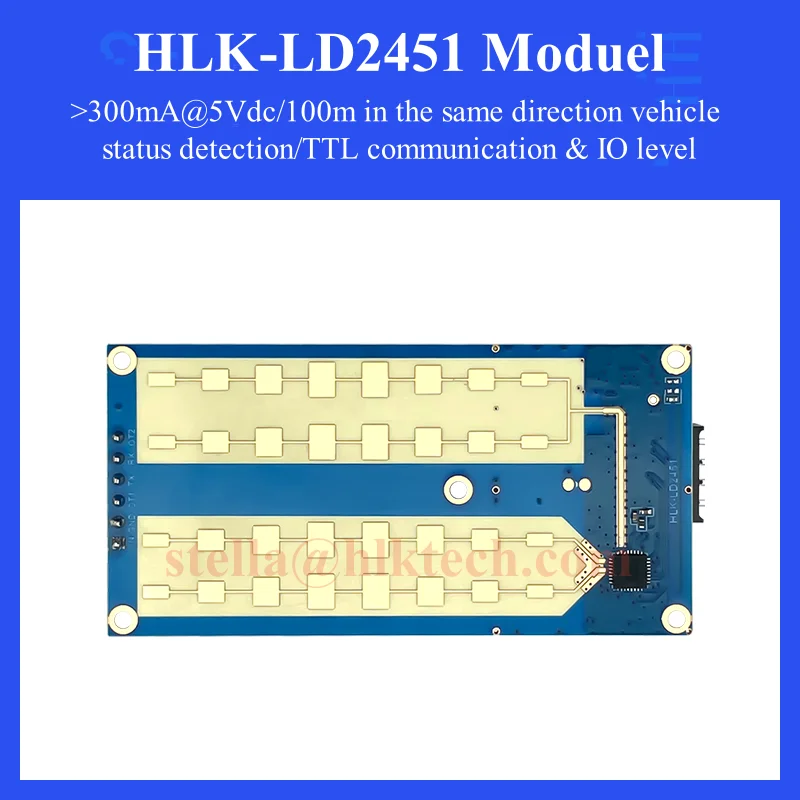 HLK-LD2451 24Ghz Road Vehicle Car Status Detection Sensor Ranging Speed Module Millimeter Wave Radar Blind spot LD2451 test kit 4