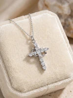 Light Luxury Pave Zircon Cross Necklace | Gold/Silver Dual-Tone | Unique Versatile Daily Jewelry 3