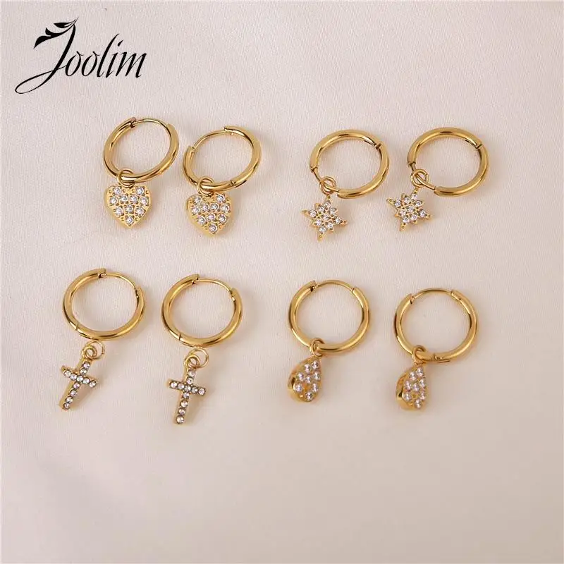 

Non Tarnish & Waterproof Entry Lux Love Heart Full Zircon Collection Hoop Earring Trend 2022 Stainless Steel Jewelry Wholesale