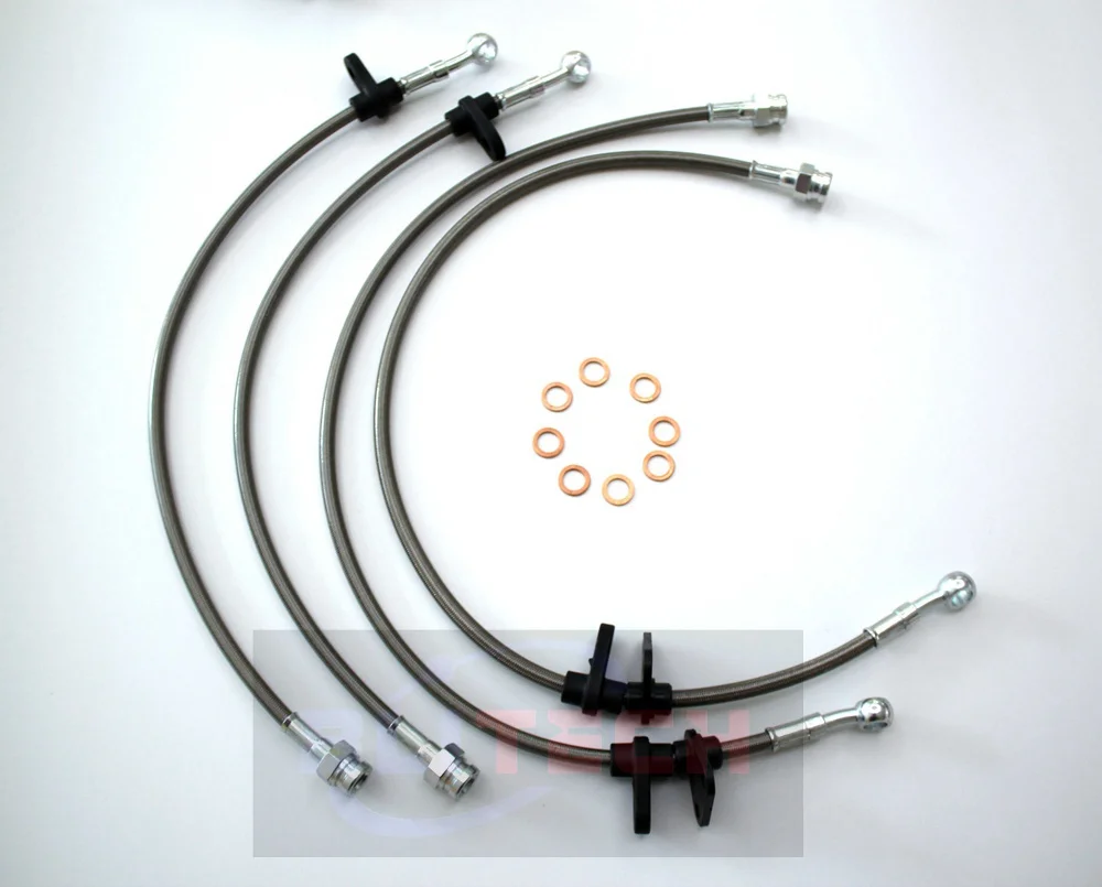 Braided Stainless Steel Brake Hose Fit Honda Civic EK Brake Line 1992-1995 Acura Integra 1994-1997 Silver Red Blue Black