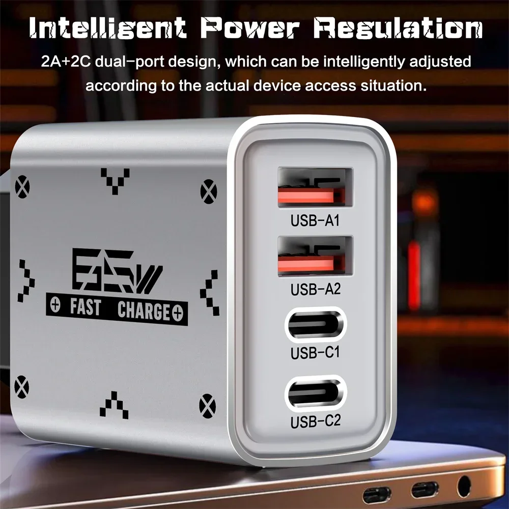 65W Fast USB PD Charger Type C QC3.0 Mobile Phone Adapter Wall Quick Charger For iPhone Samsung Xiaomi Huawei EU US Plug Charger